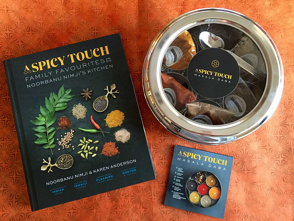 A Spicy Touch cookbook and masala daba spice box - photo credit - Karen Anderson