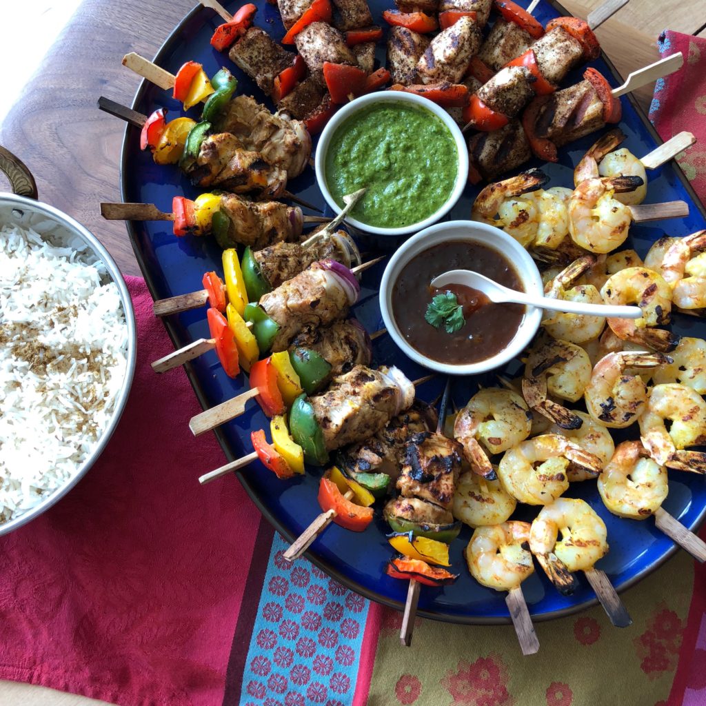 Butter Chicken kebabs, Garam Masala paneer and Tandoori Prawns